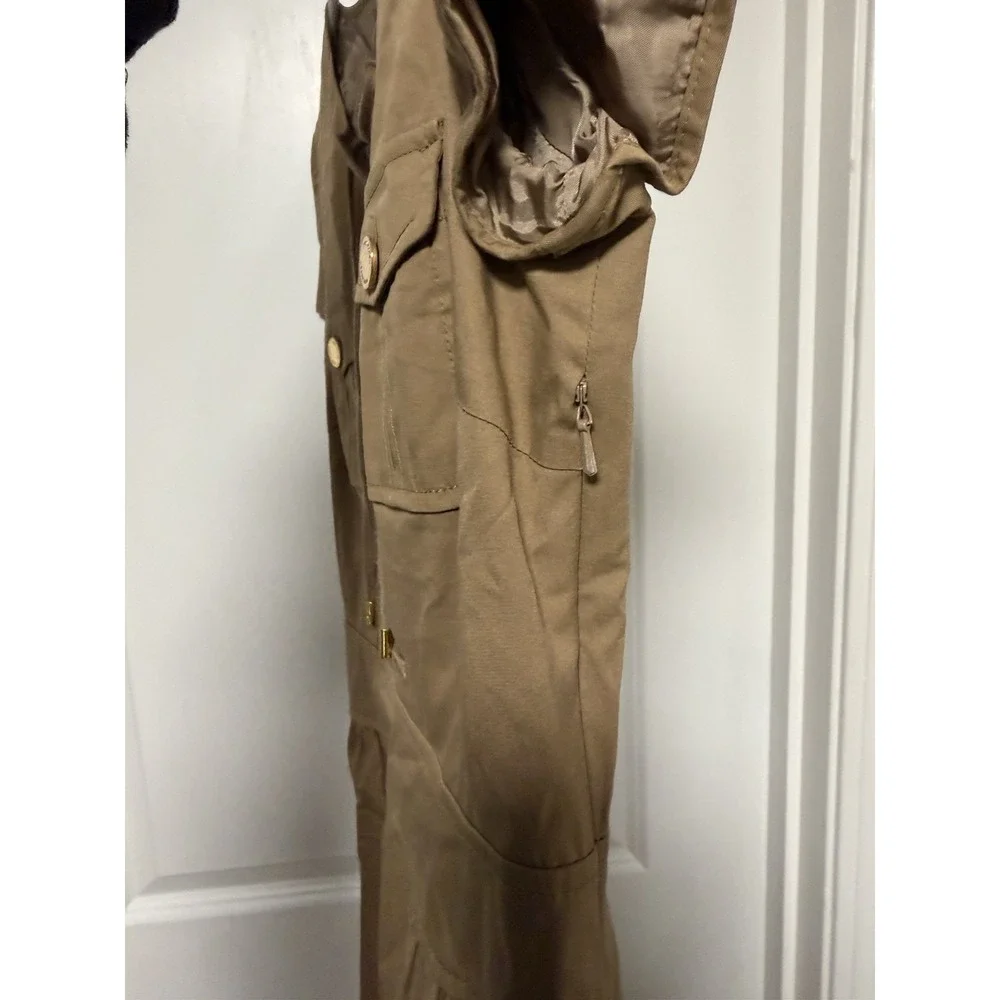 Tory Burch Farla Safari lace-up dress, Brown W/Gold Details, Size 6